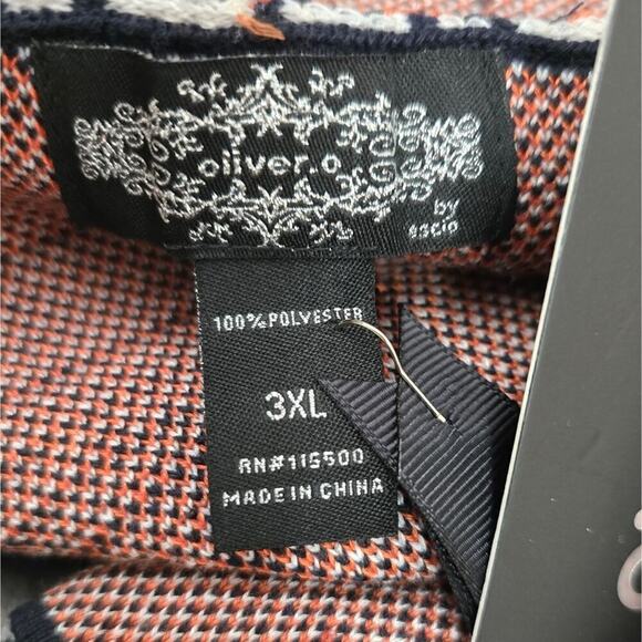 OLIVER O Orange Aztec Medium Weight Sweater Cardigan Duster Plus Size 3X‎ New - Picture 9 of 11
